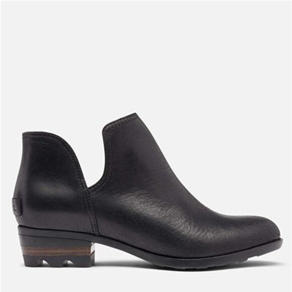 Sorel Lolla II Cut Out Bootie Black Leather Ankle Boots Women's Size 9.5 - Picture 2 of 10